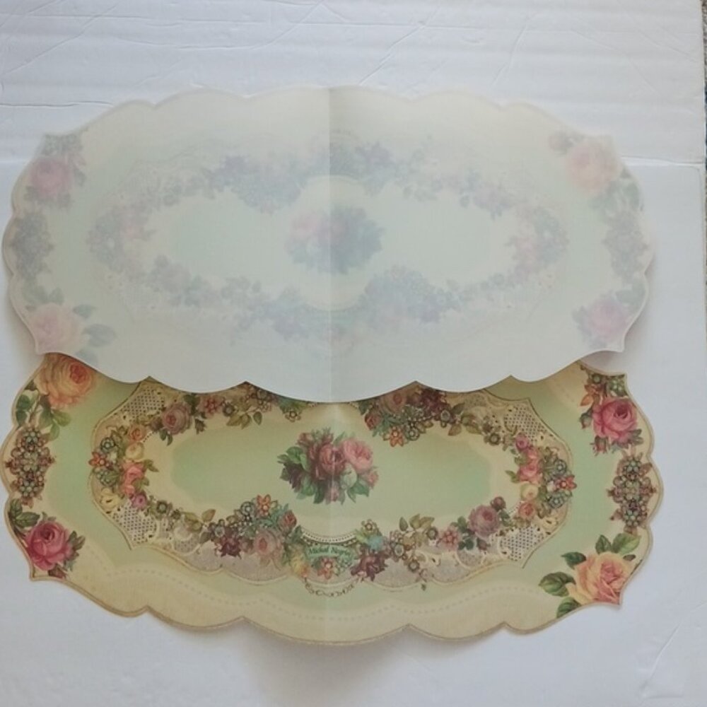 2 pc Michal Negrin Runners Dining Table Kitchen Home Decor Victorian Rose Floral - Picture 8 of 10